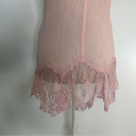 Forever21 pink sheer lace top L - Picture 8 of 16